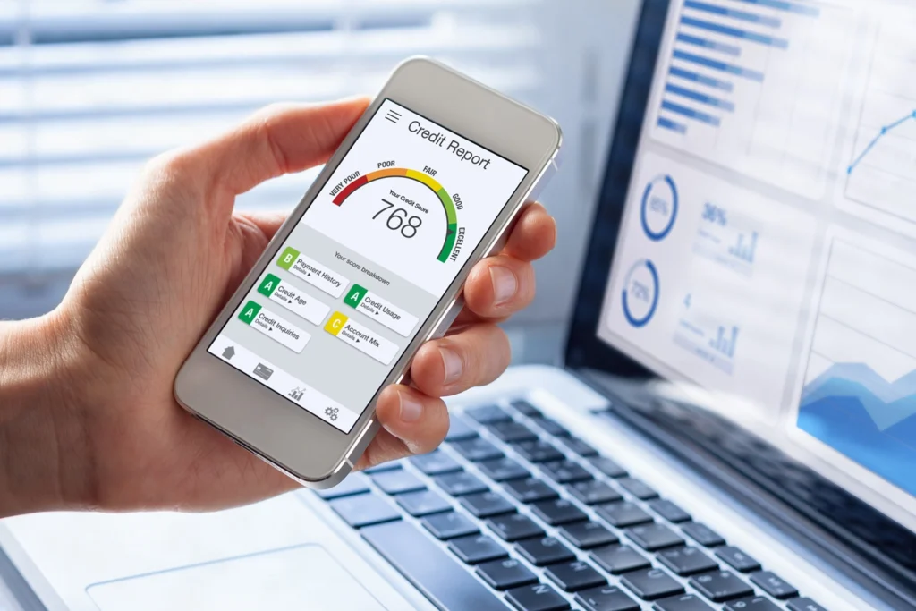 Country-Bank-smartphone-and-laptop-displays-credit-score-information